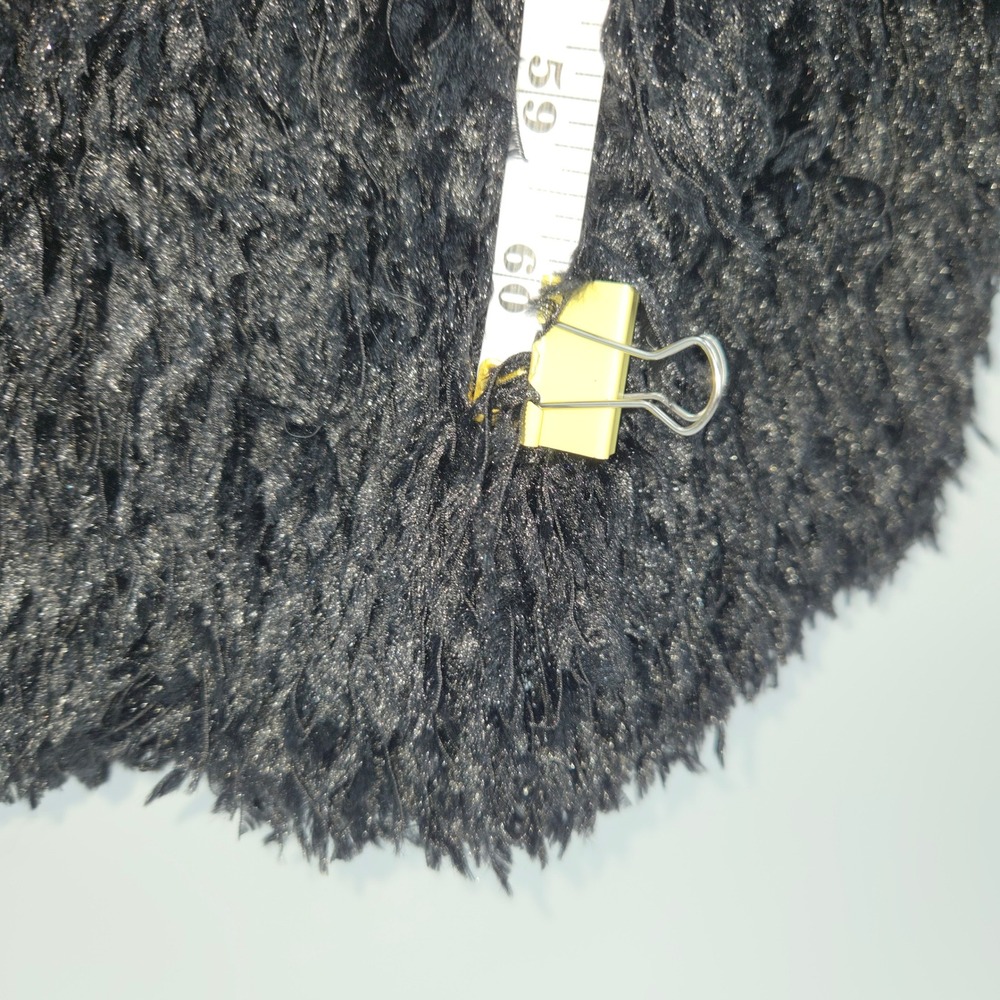 Coucoo Maxi Dress Womens XL Black Shaggy Feather Boa Mock Neck Sleeveless Gown - Picture 7 of 13